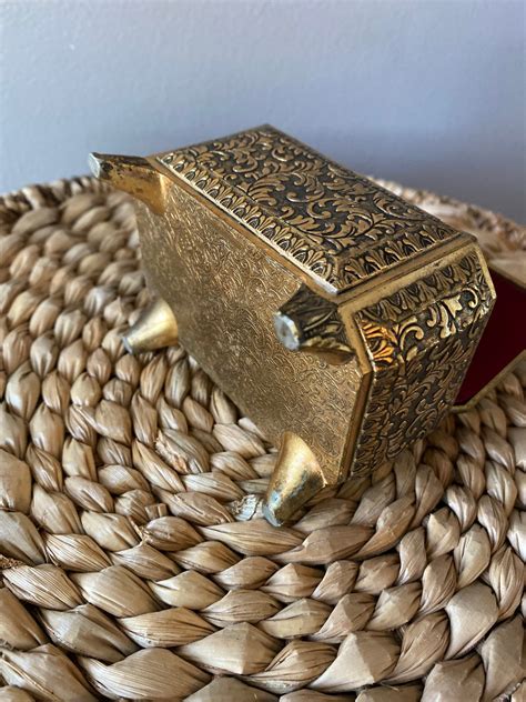 large metal keepsake box|vintage metal trinket box.